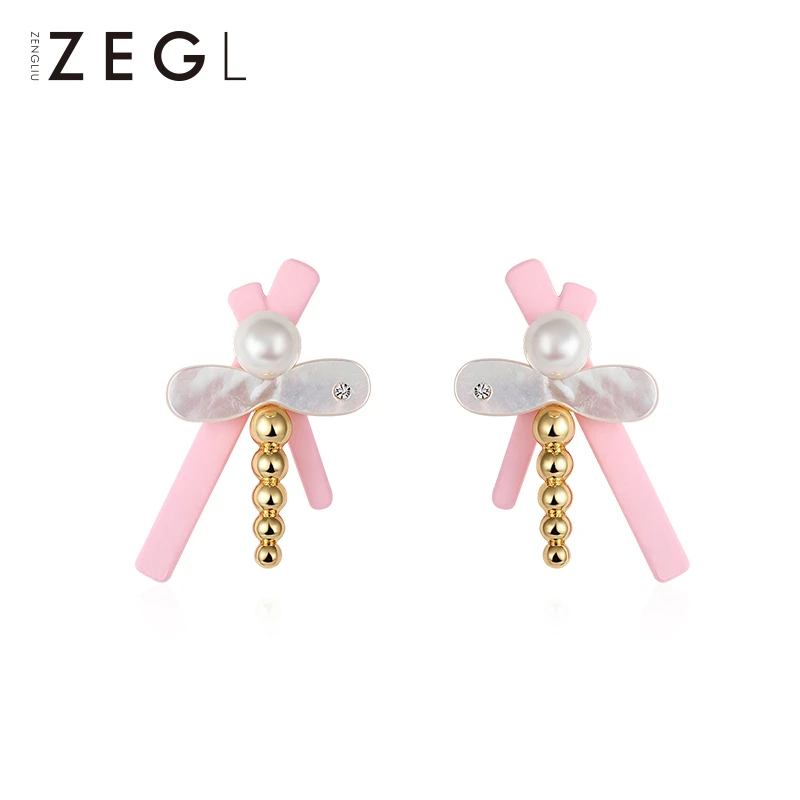 ZEGL 合金仿珍珠耳饰 设计师少女心ins风耳环女夏季耳钉韩国耳饰