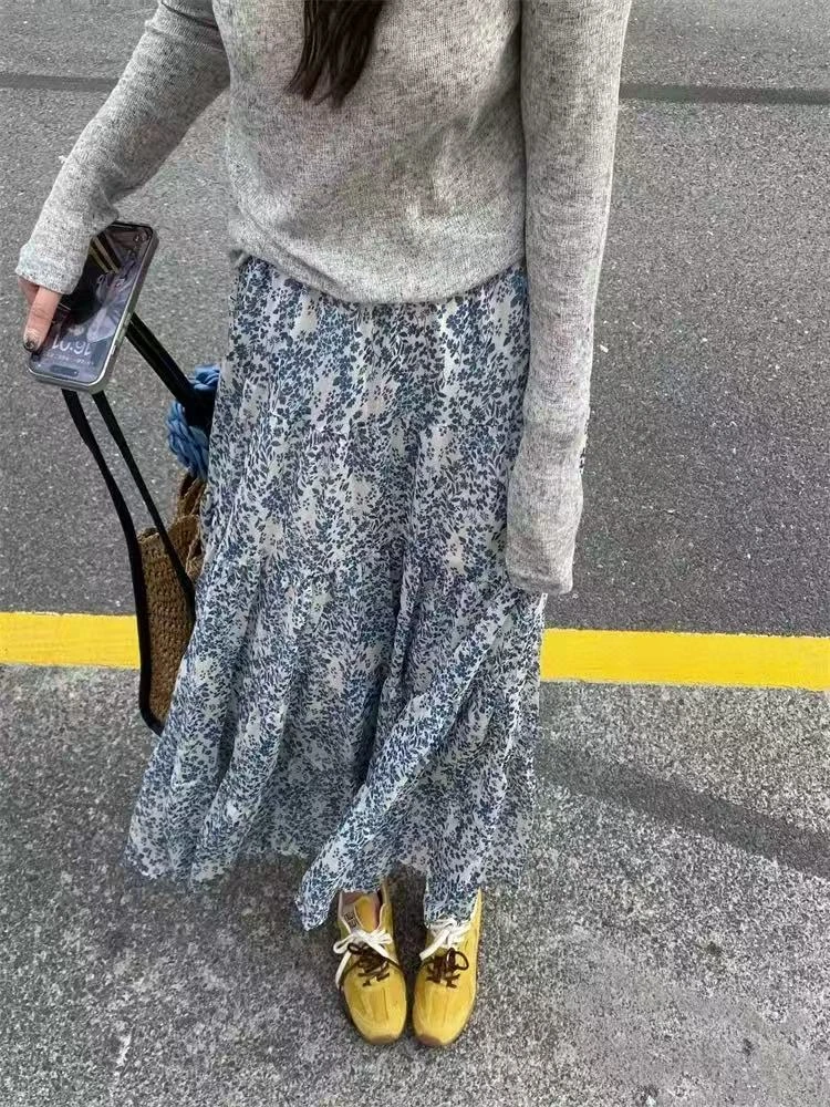 1944【青花瓷】春季休闲韩式宽松潮流百搭半身裙女装