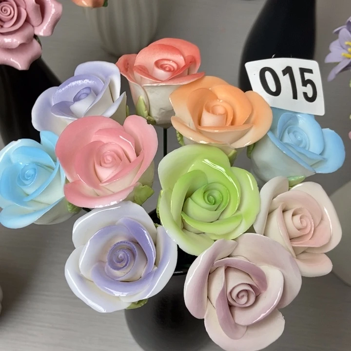 陶瓷手工制作陶瓷花10朵