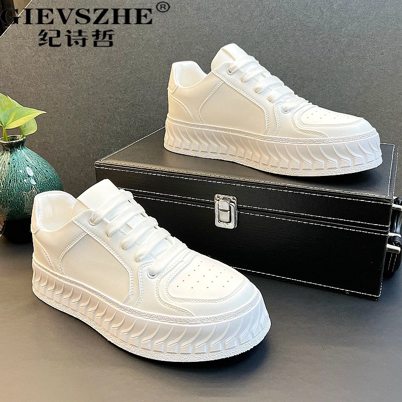 纪诗哲轻奢高端板鞋男秋季新款小白鞋潮流百搭休秋季厚底复古板鞋