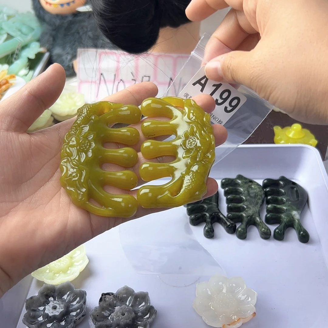 合金蛇纹石玉发饰懒**人