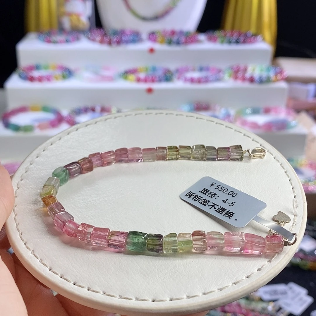 未镶嵌手链碧玺西瓜方糖