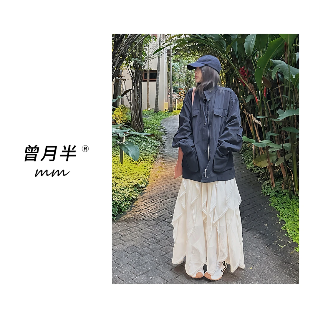 曾月半mm清仓《一帘幽梦》4米大摆多层度假蕾丝荷叶边半裙！ZQ139