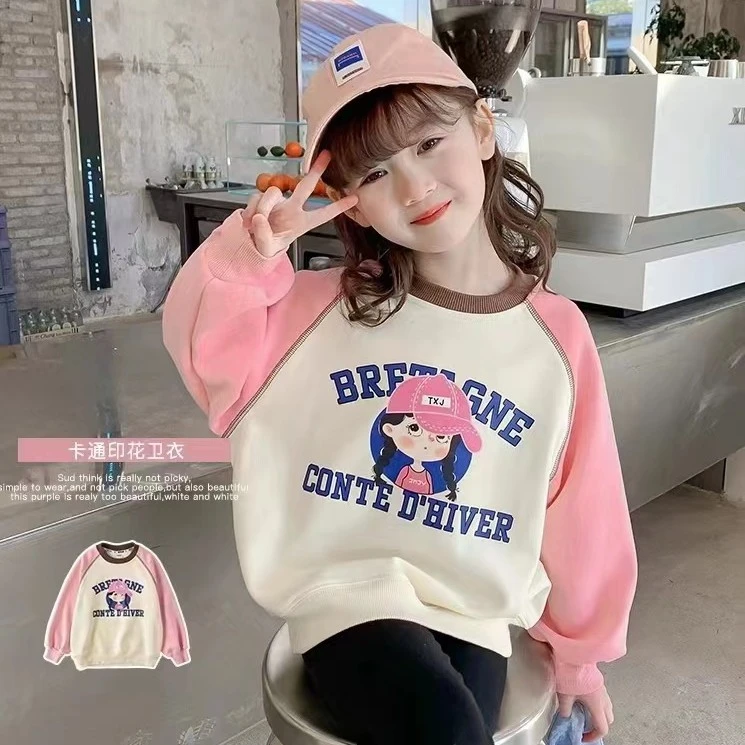 37004女童卫衣2025新款儿童洋气小女孩动漫款套头休闲上衣印花