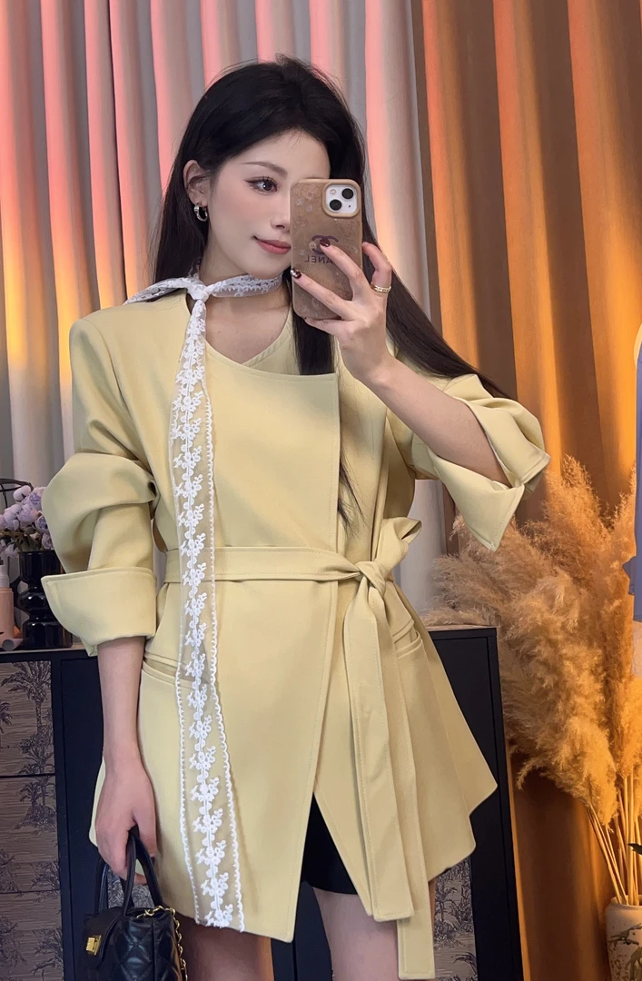 高级感气质西服面料减龄高级感宽松外套女2025春法式小个子