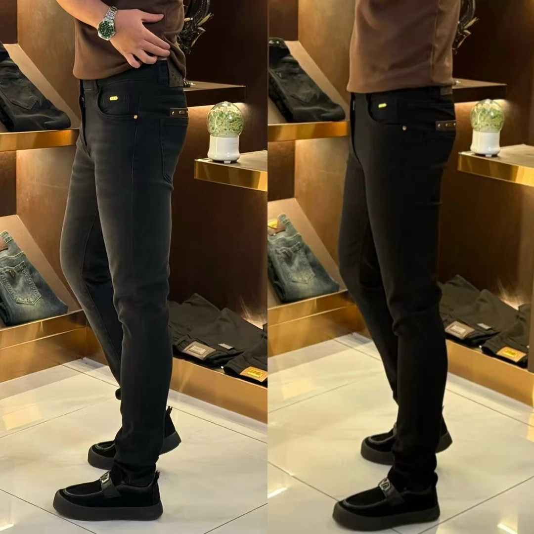 潮流牛仔裤男士时尚百搭小脚裤修身男牛仔裤子-9708