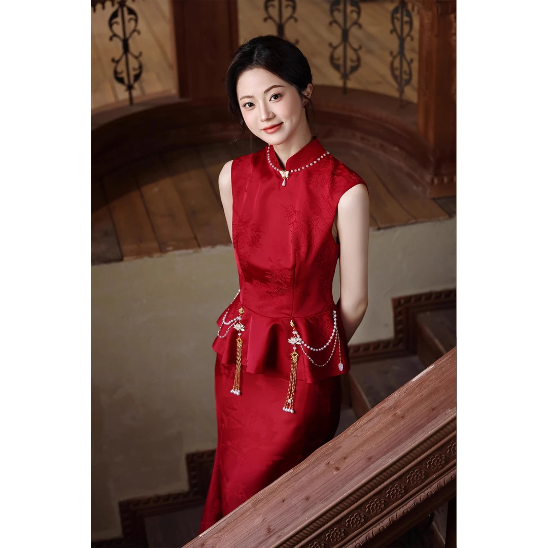 新中式旗袍女2025新款夏敬酒服新娘订婚礼服裙女高端轻奢小众晨袍