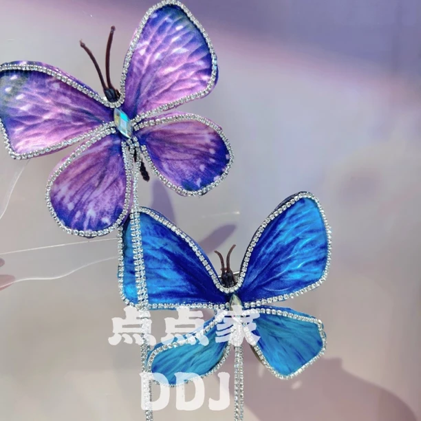 甜美个性时尚气质满钻蝴蝶流苏发夹发卡