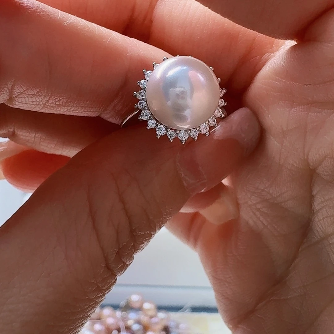 淡水珍珠戒指银S925镶嵌