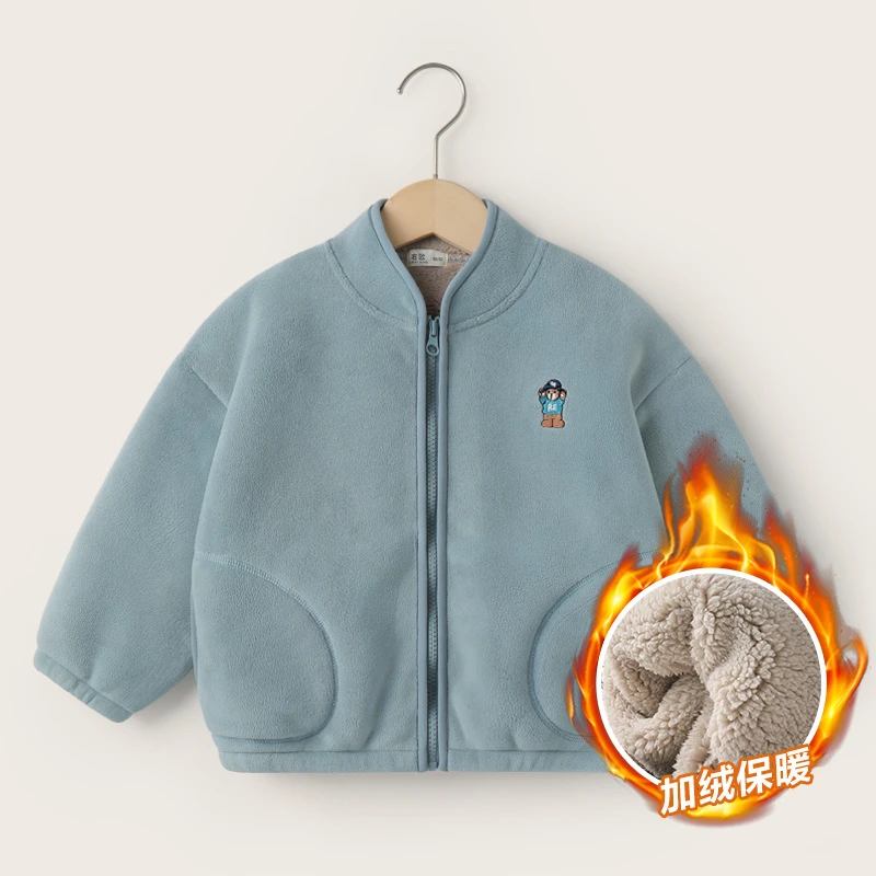男童奥利绒开衫保暖外套秋装秋冬款上衣小童加绒冬季现货潮U14400