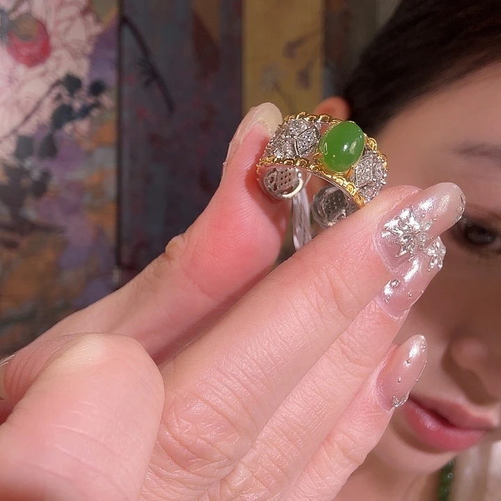 和田玉银S925镶嵌戒指