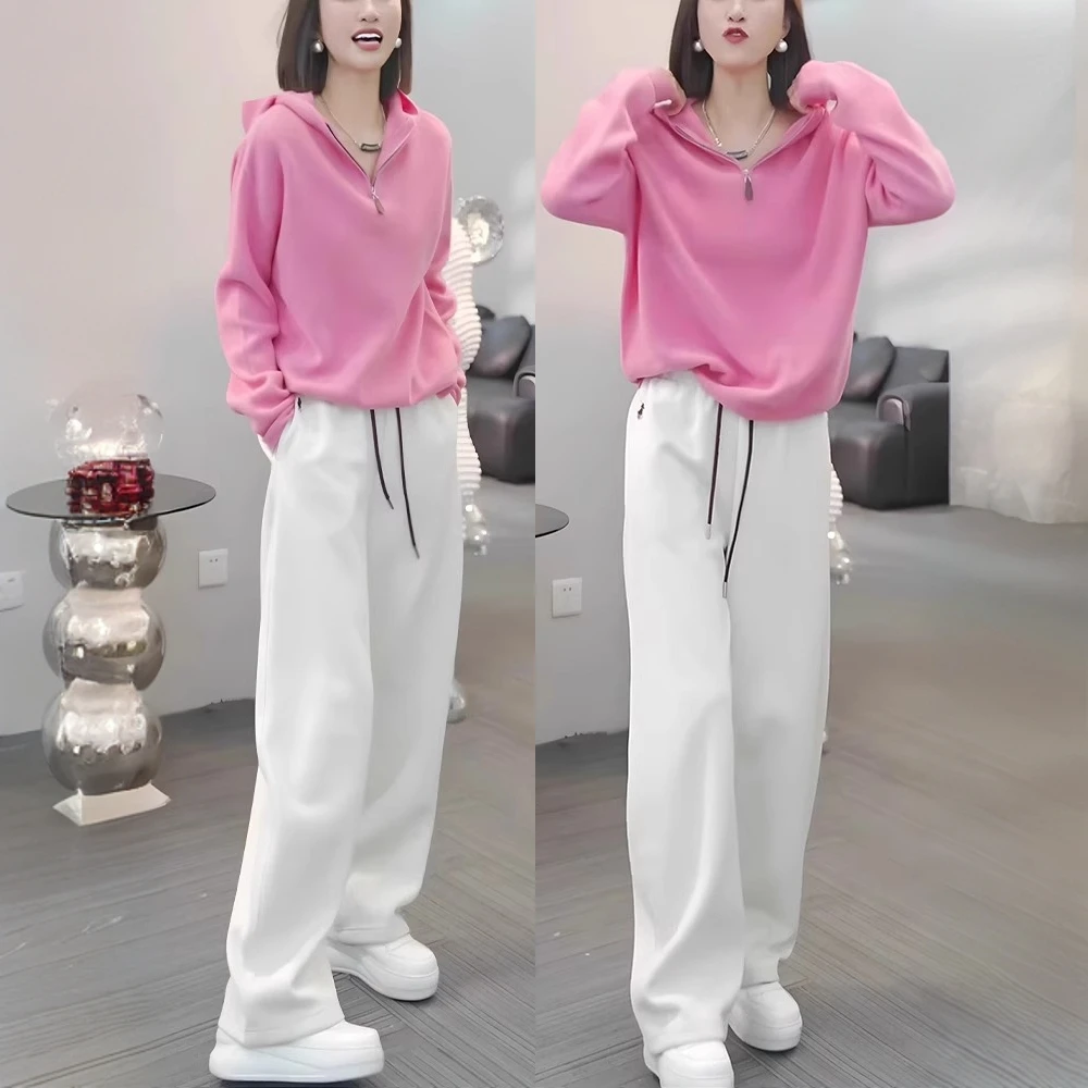 时尚休闲套装女2025春秋新款洋气减龄卫衣阔腿裤春季穿搭一整套潮