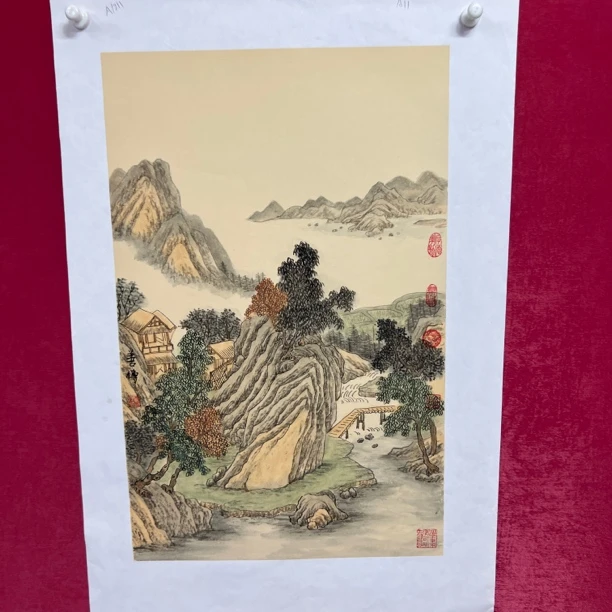A11刘善传三开山水画