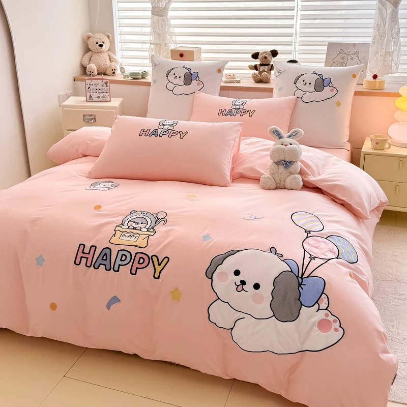 微瑕特价处理款气球小狗全棉纯棉100棉三套件四件套床笠款