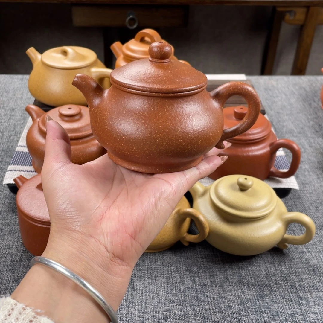 紫砂茶壶红降坡潘壶全手16目220手工泥