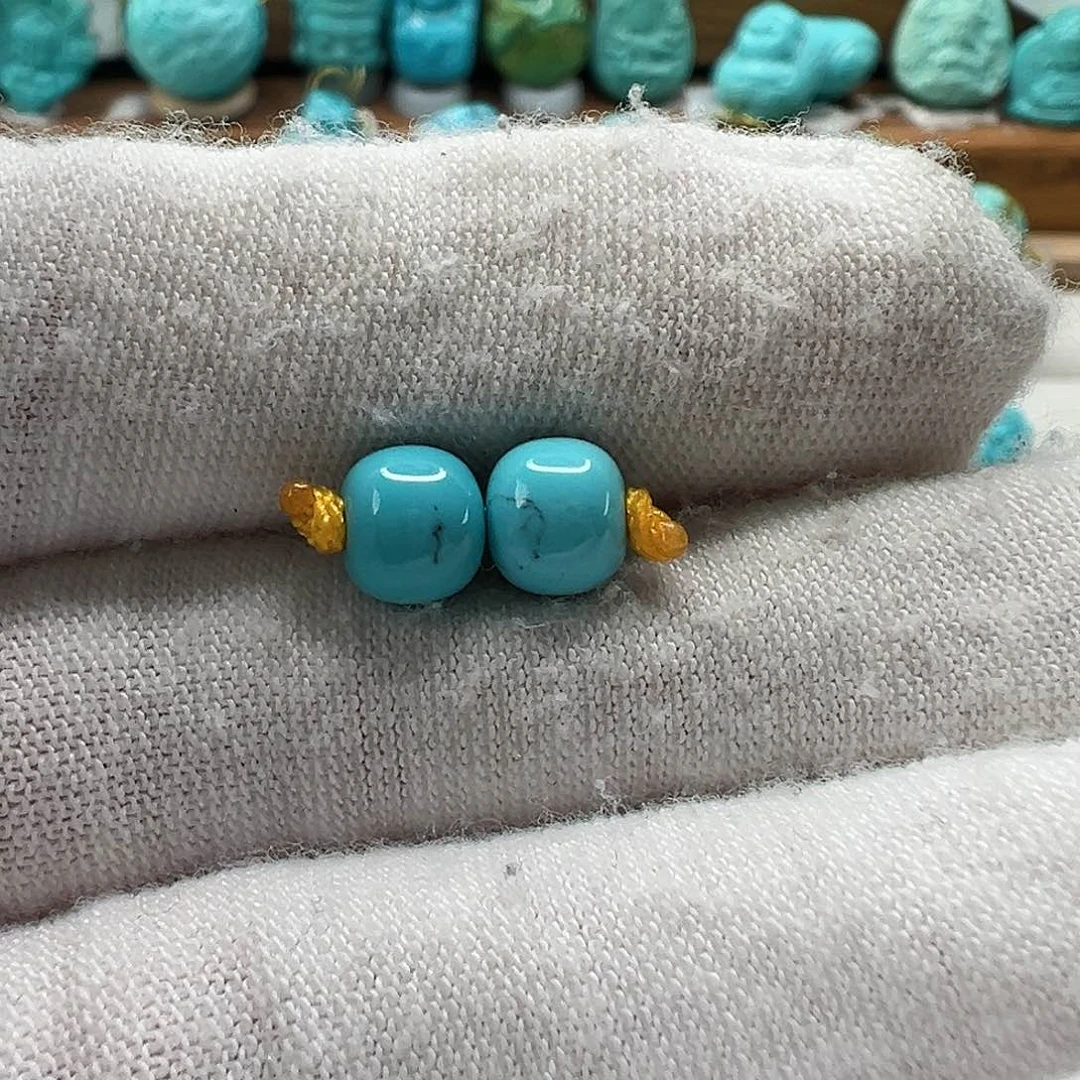 绿松石老型对珠 未镶嵌