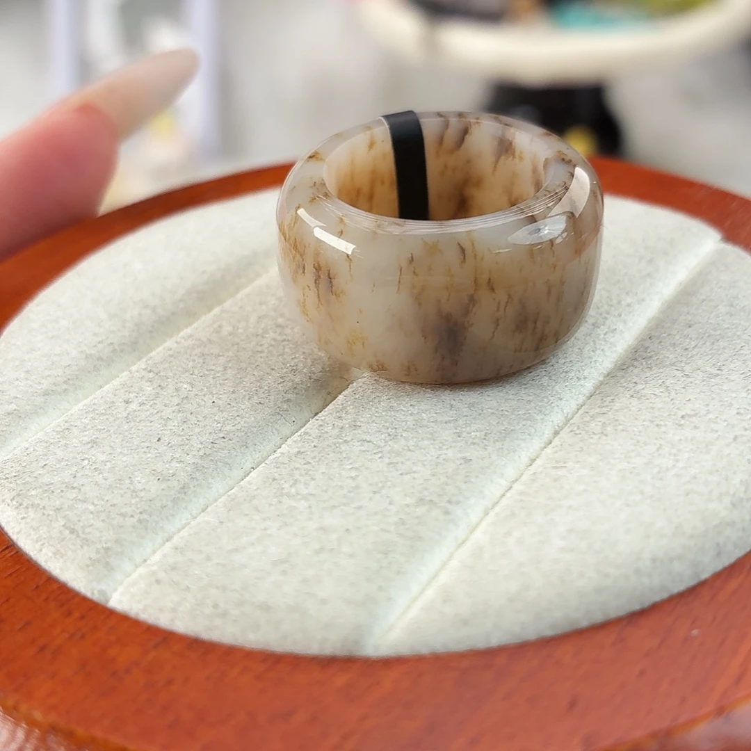 和田玉未镶嵌戒指r21桂花糕圆切18.0