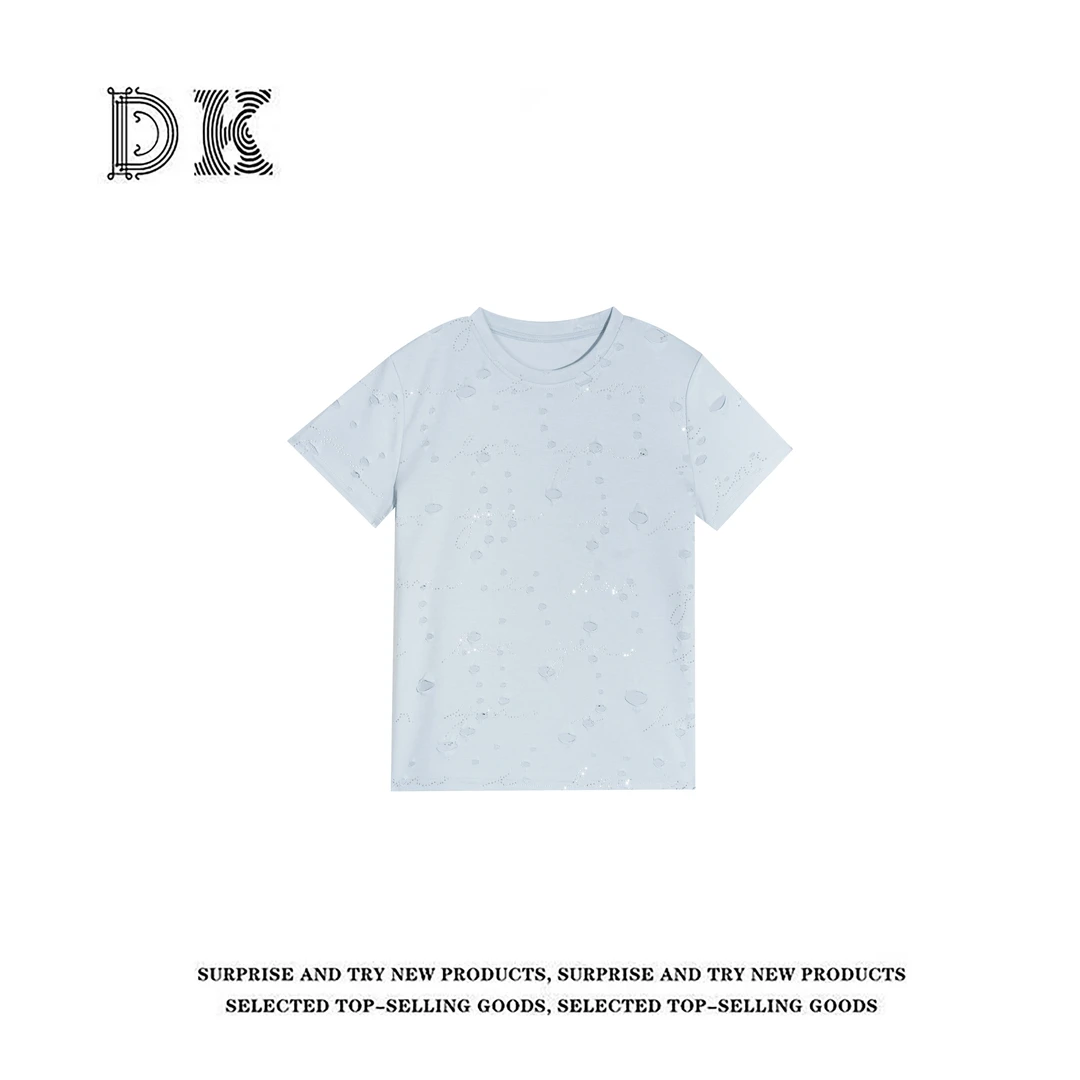 『破茧成蝶』2025年夏季新款镂空设计感小众圆领百搭T恤【DK】