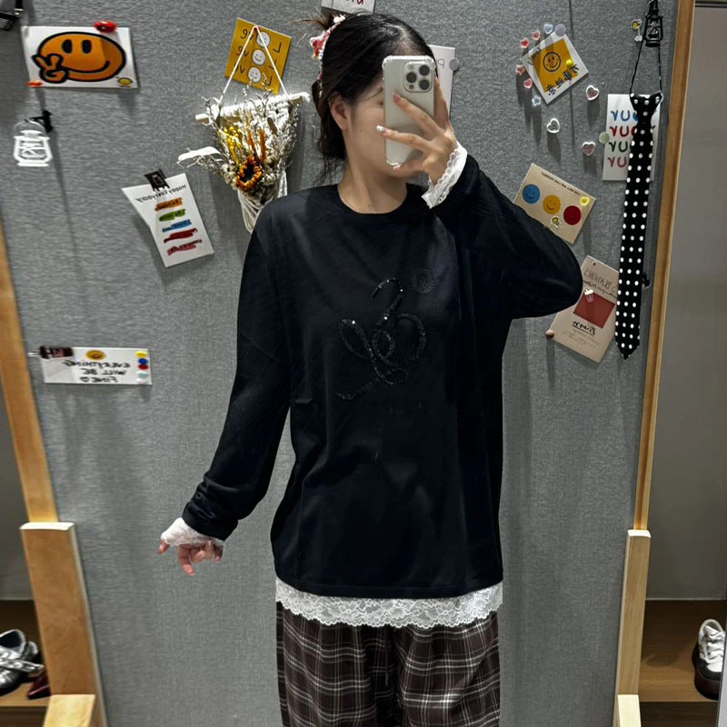 【现货】FIZZFLY | 25冬季设计师品牌新款下摆蕾丝秀珠片毛衣