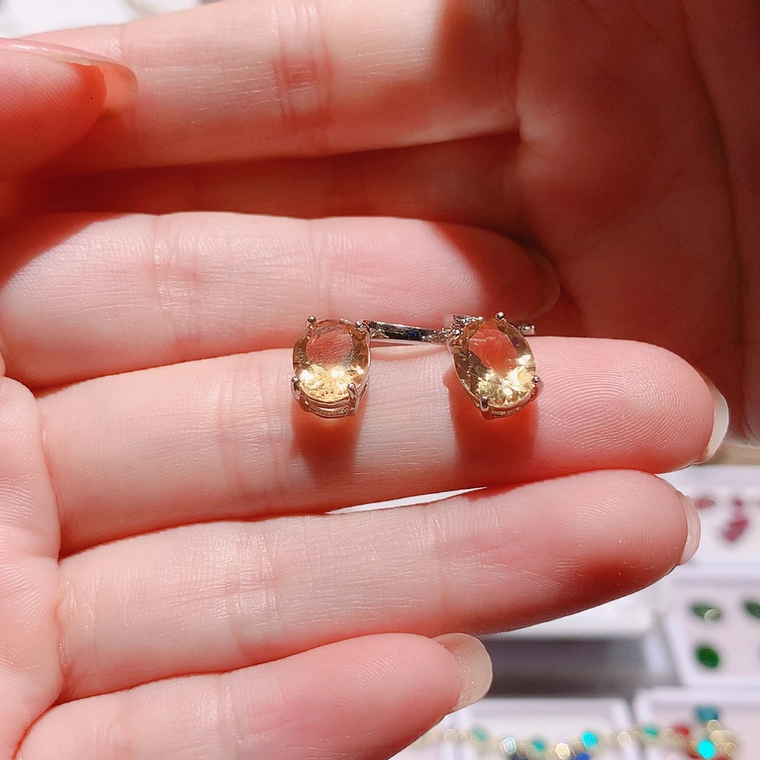银S925镶嵌耳饰黄晶