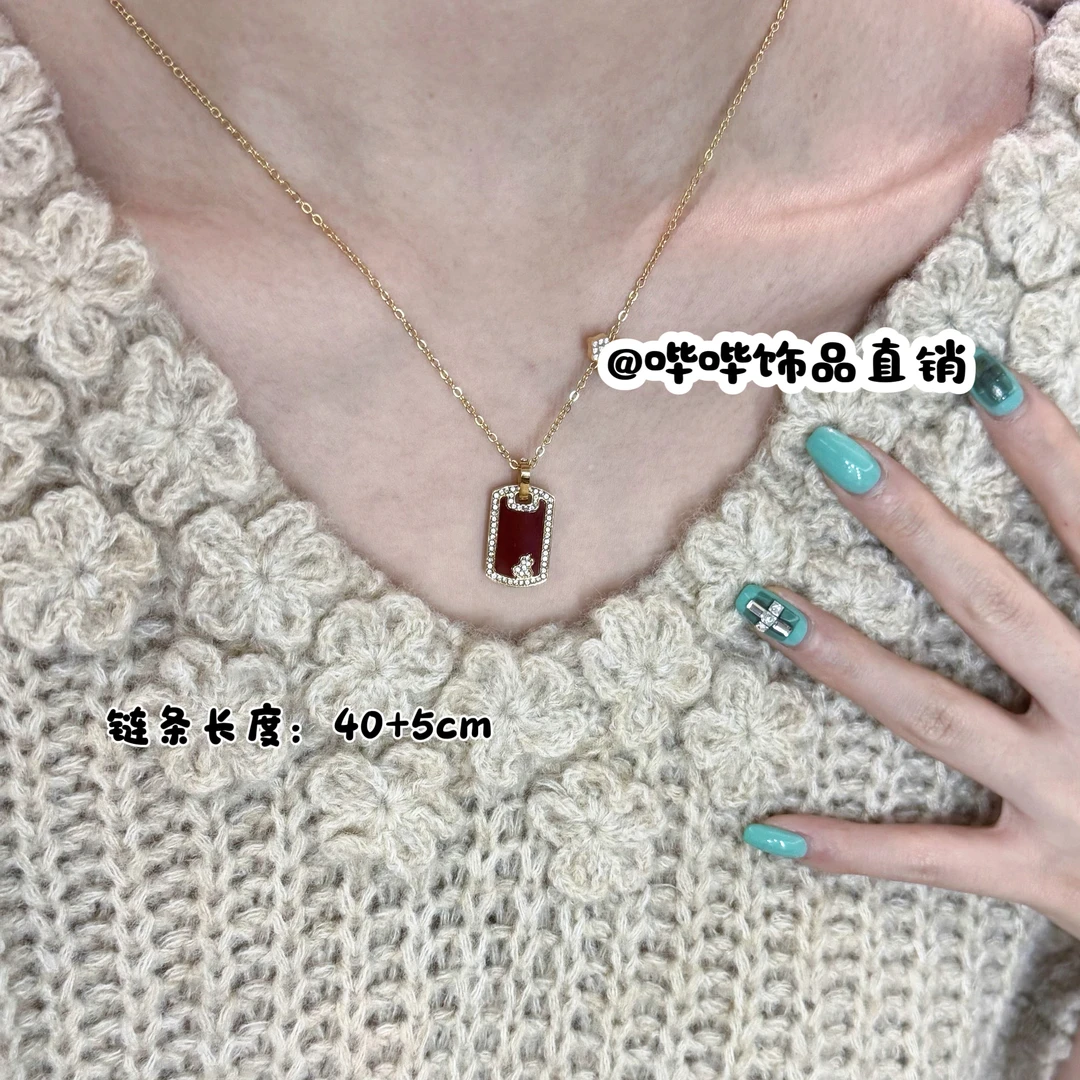 钛钢项链 BIBI【红色无事牌】项链X037