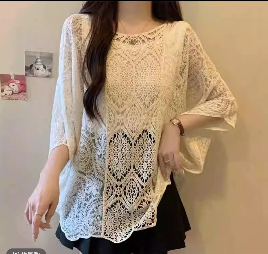 洋气【言言韩版服饰】#2025新款波西米亚时尚显瘦针织衫连衣裙蕾丝