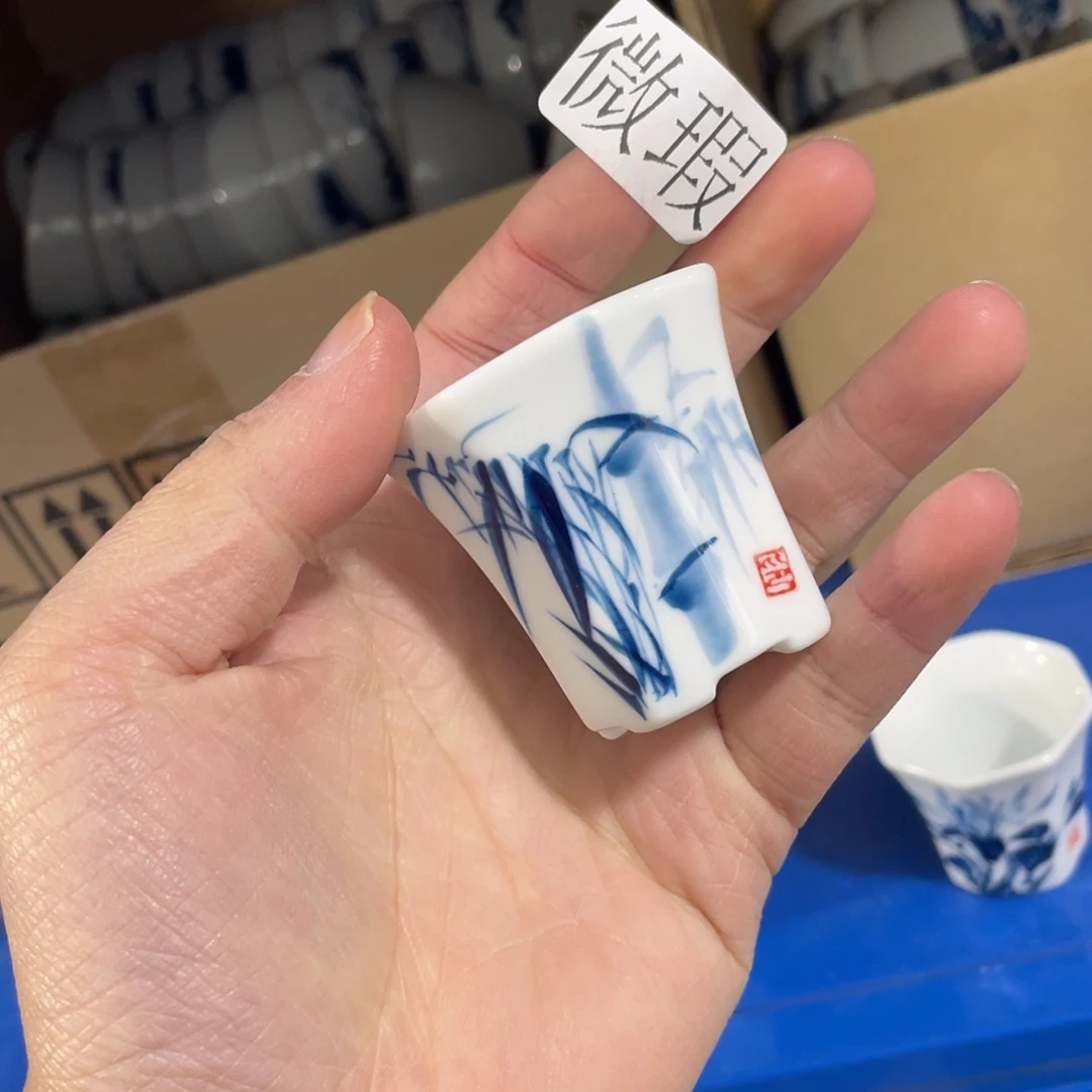 釉下手绘茶具微瑕