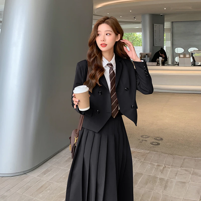学院风西装套装裙一整套春秋穿搭正装大学生面试JK制服西服外套女