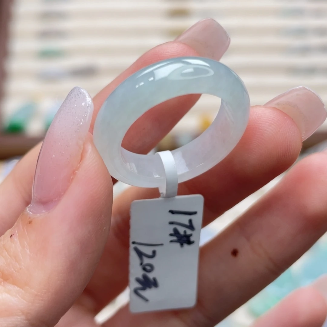 翡翠未镶嵌戒圈a43港圈 17冰绿底