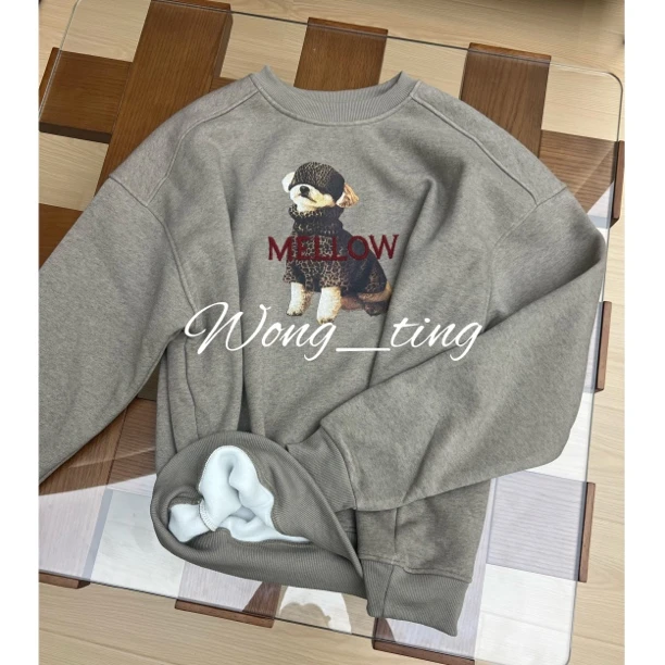 wong_ting小众设计师美拉德加厚加绒刺绣圆领卫衣12099