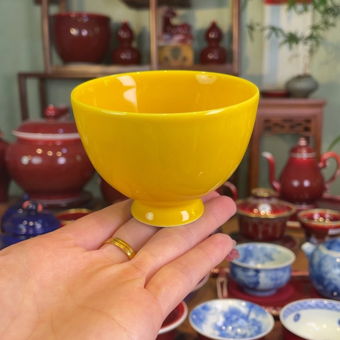 清欢雅玩原矿帝王黄鸡心杯