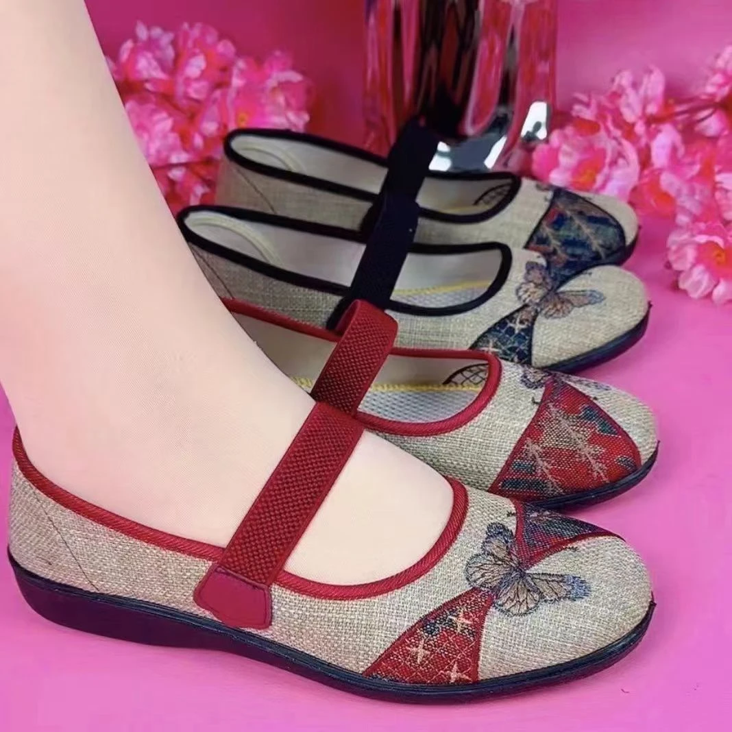 老北京布鞋女春夏新款透气舒适妈妈鞋软底防滑明星同款百搭鞋子