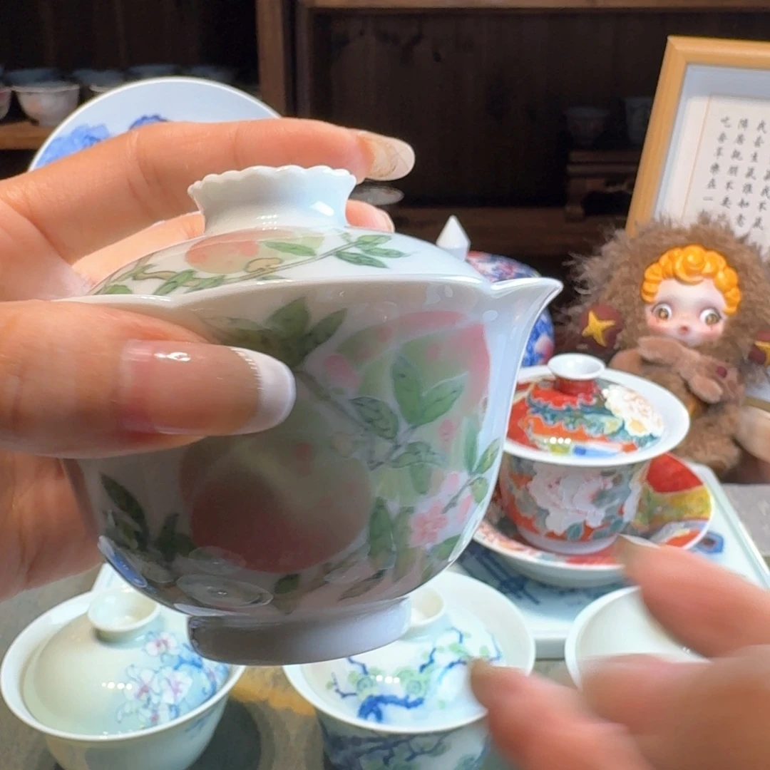 天***云赐闲堂桃子盖碗哦耶