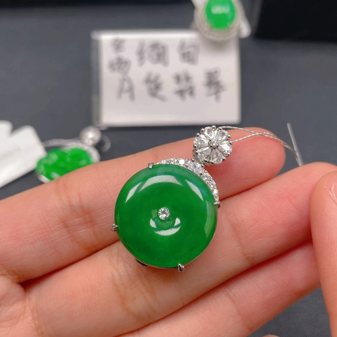 翡翠银S925镶嵌吊坠(不含链)