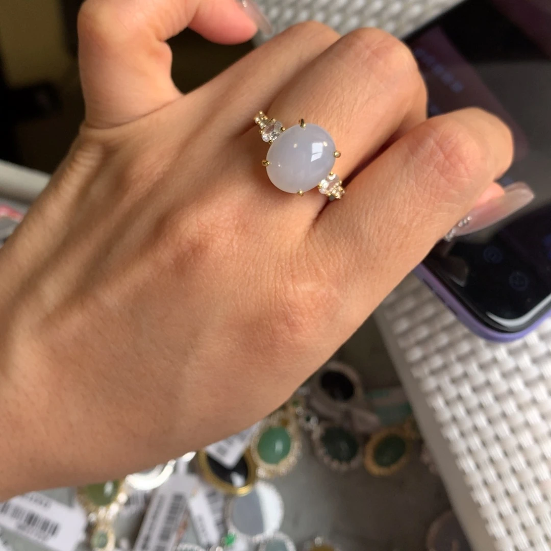 翡翠银S925镶嵌项链戒指