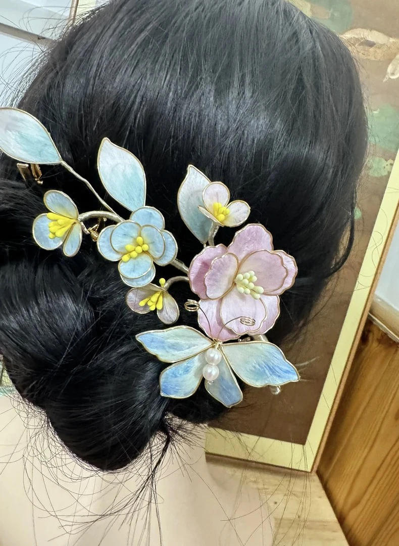 江南浔古风发饰汉服配饰 绒花掐丝默认软簪改主体找客服