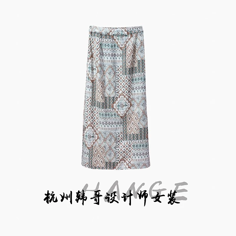 【韩哥女装】秋冬新品高定面料波西米亚风情印花欧版半身裙7156