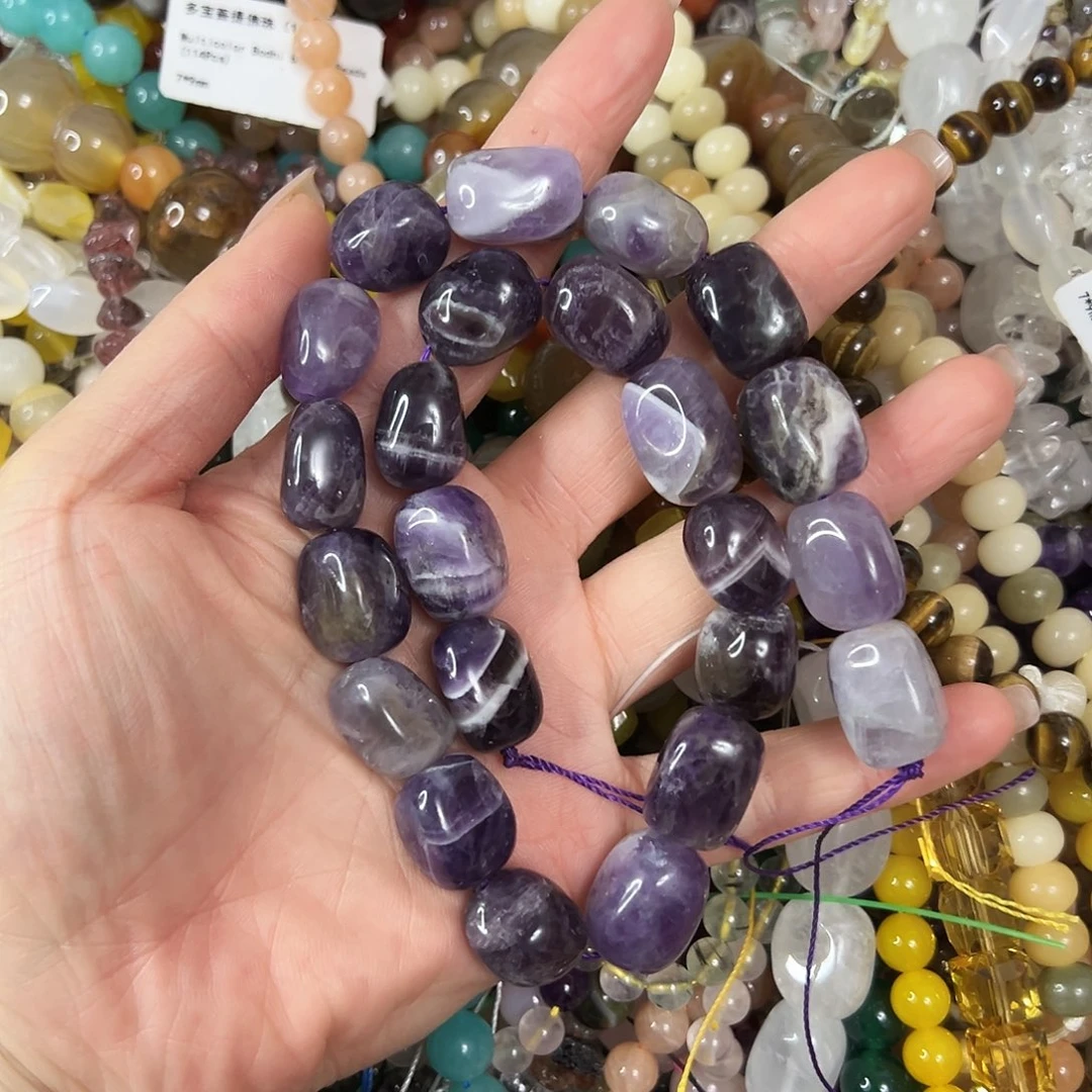 玛瑙/玉髓未镶嵌珠宝半成品，卡12x17紫水晶一条