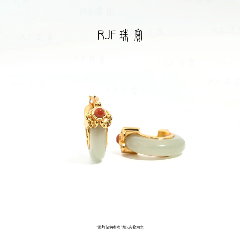 RJF【白灼】原创设计耳环轻奢国风百搭精致银镶女士耳饰