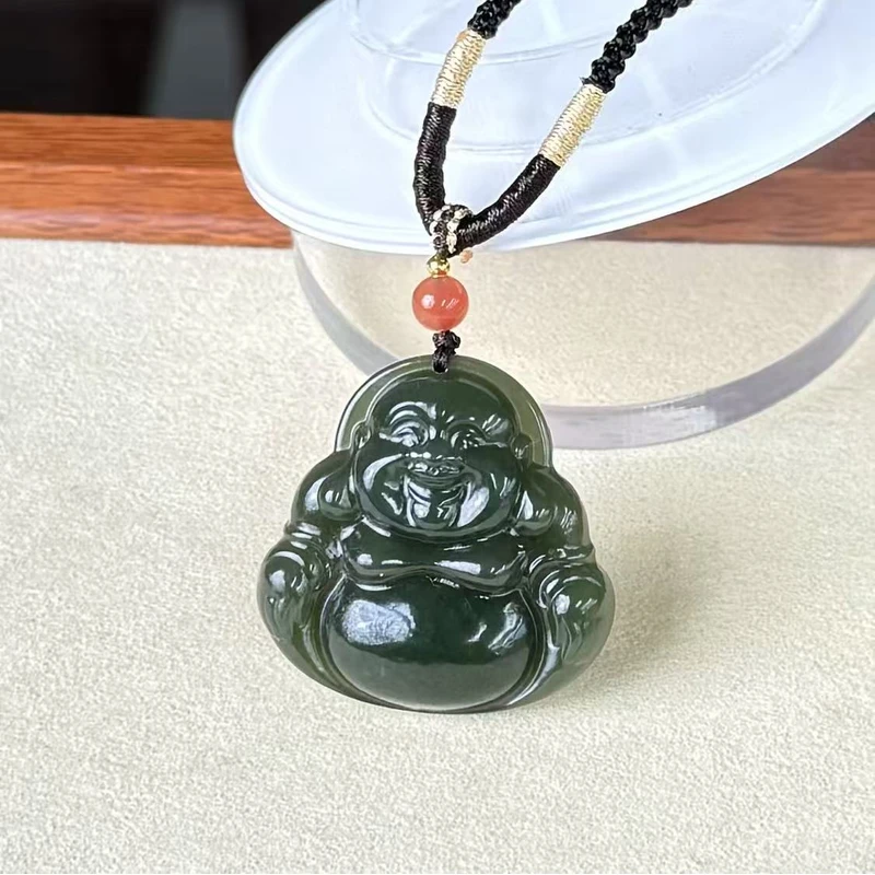 沙枣青·和田玉笑口常开｜佛公吊坠