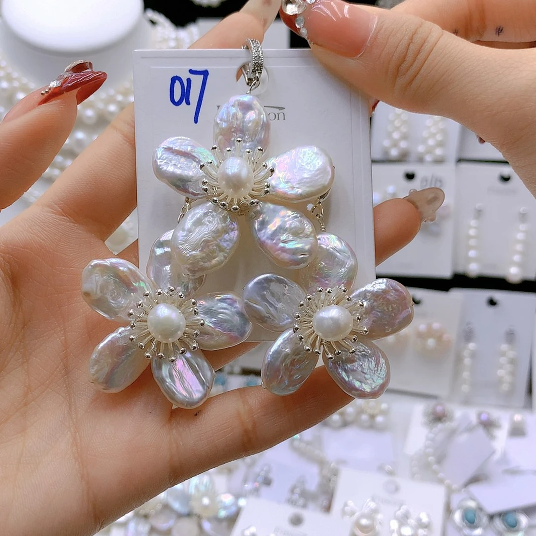 银S925镶嵌耳饰淡水珍珠