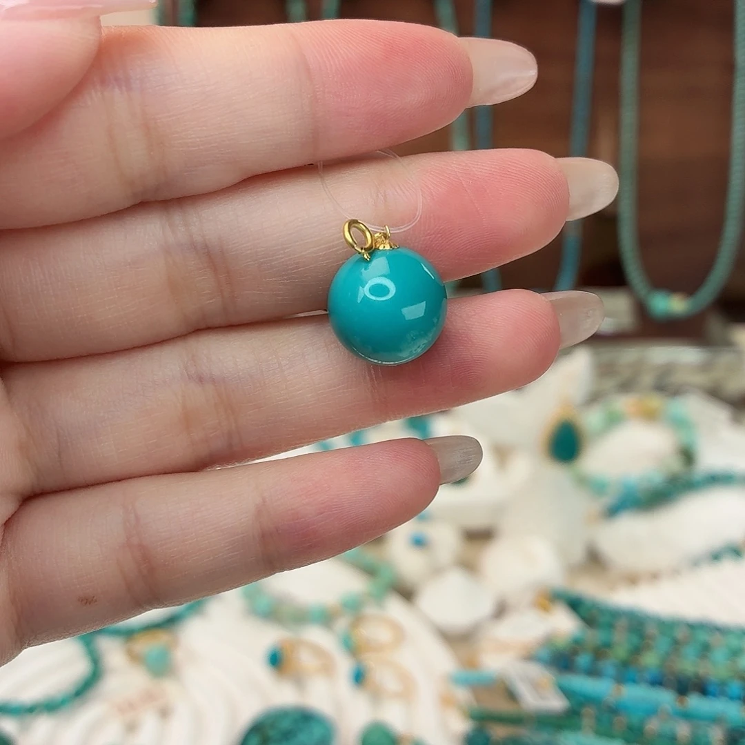 绿松石18K金镶嵌吊坠(赠链)