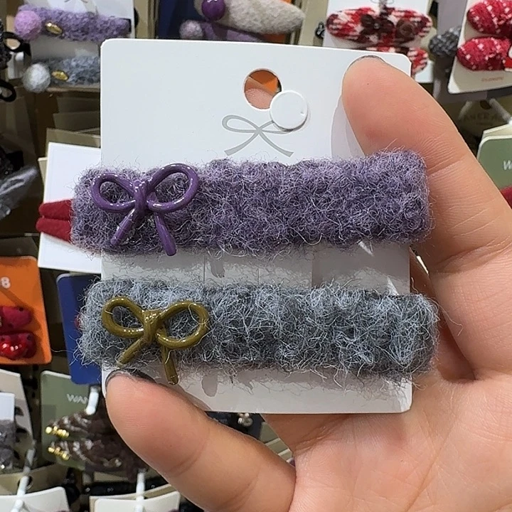 皮质铁合金蝴蝶结紫灰