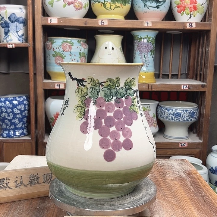 鱼尾油画葡萄高27 款新款陶瓷陶瓷陶瓷次品