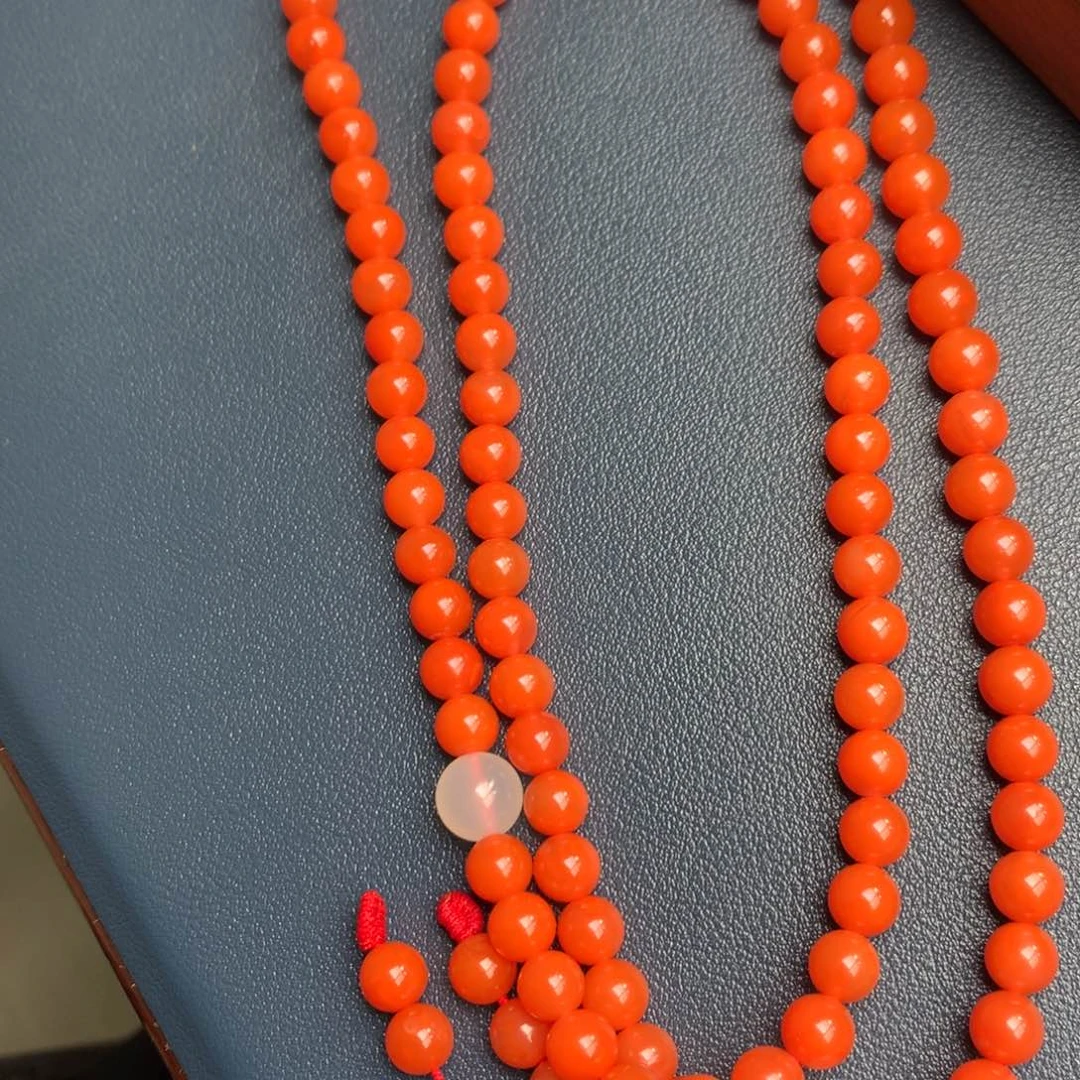 南红玛瑙未镶嵌保山天然原矿南红7mm+冷水河多圈柿子红