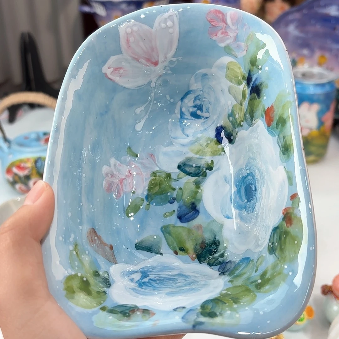 景德镇手绘高温釉下彩陶瓷茶具