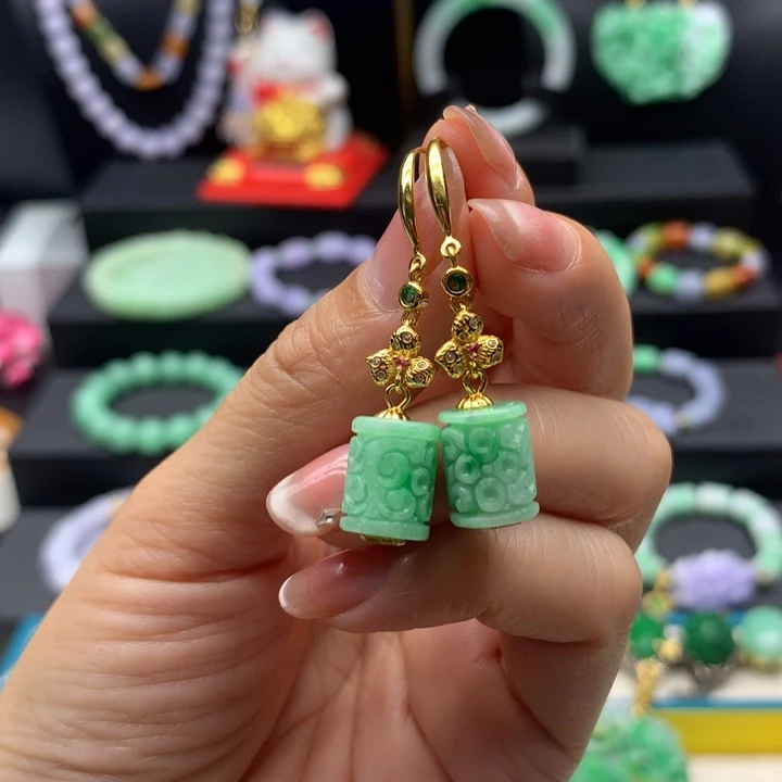 翡翠未镶嵌耳饰翡翠耳环