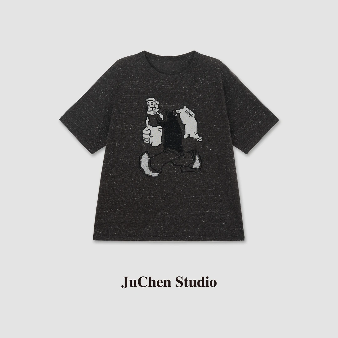 创意印花清爽透气花纱麻料百搭休闲短袖T恤SS82532-51“大力水手”