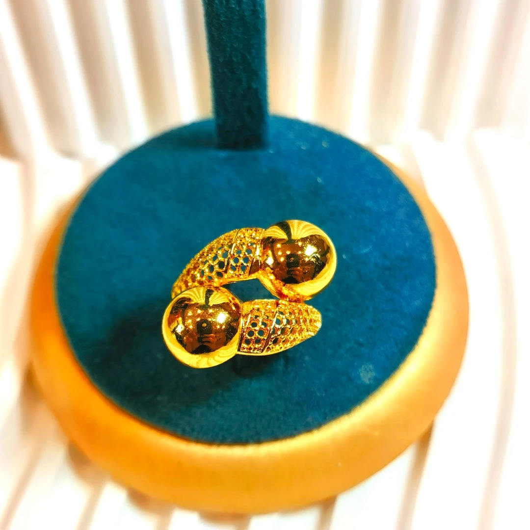 铜合金戒指 菲纳孜双珠戒指 时尚百搭金色轻奢精致气质经典简约