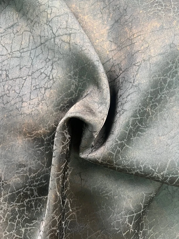 【黑咖龟裂纹】 100植物丝莨香云纱服装面料（裁剪不退换）